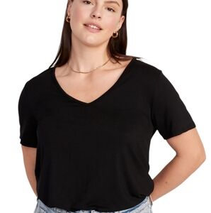 GAP NWT V-Neck Tee Black Short Sleeve Top Staple Tshirt Large Cotton Knit